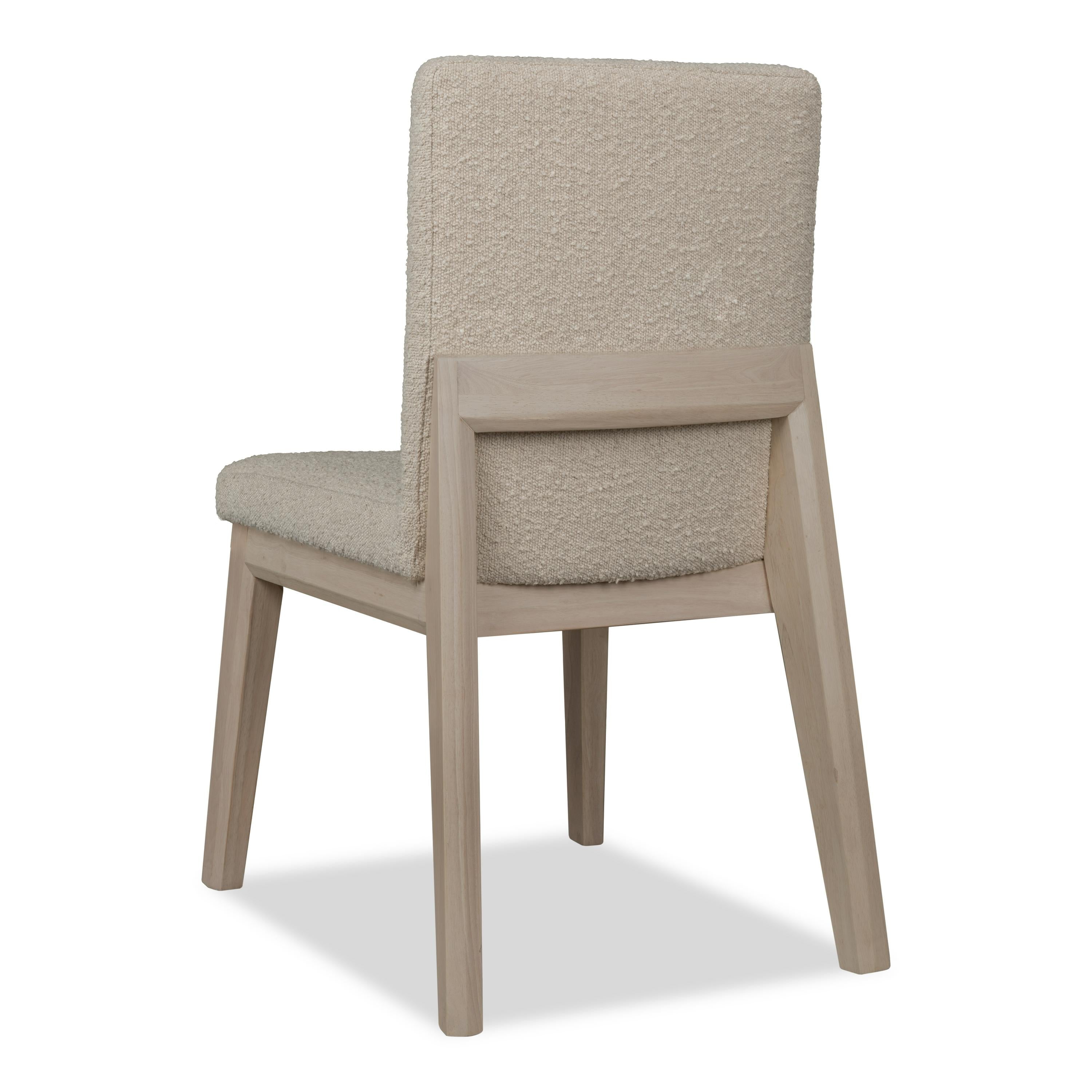 Liv Solid Wood Dining Chair in White Sand and Brun Boucle (Set of 2)