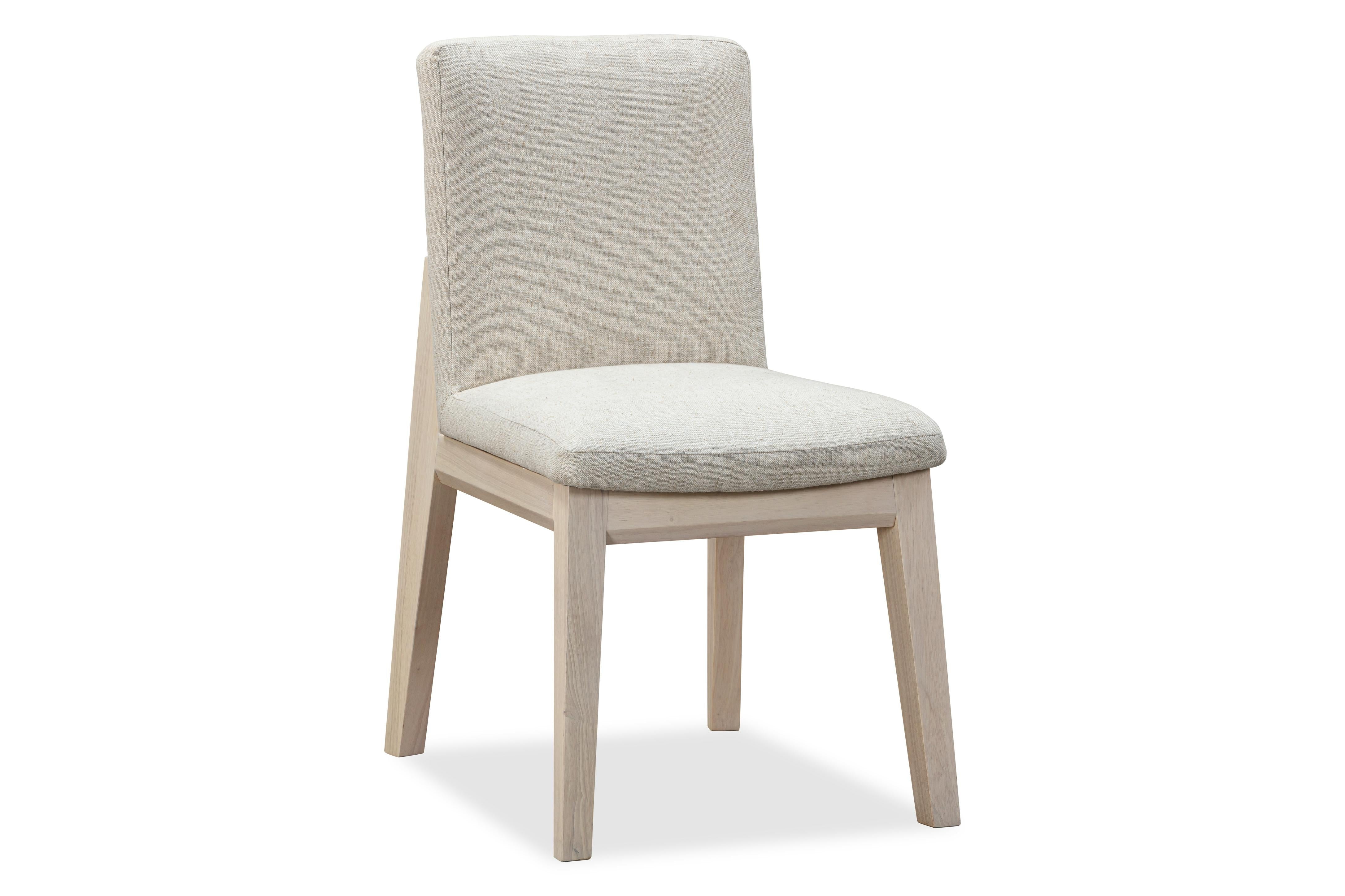 Liv Solid Wood Dining Chair in White Sand and Natural Linen (Set of 2)