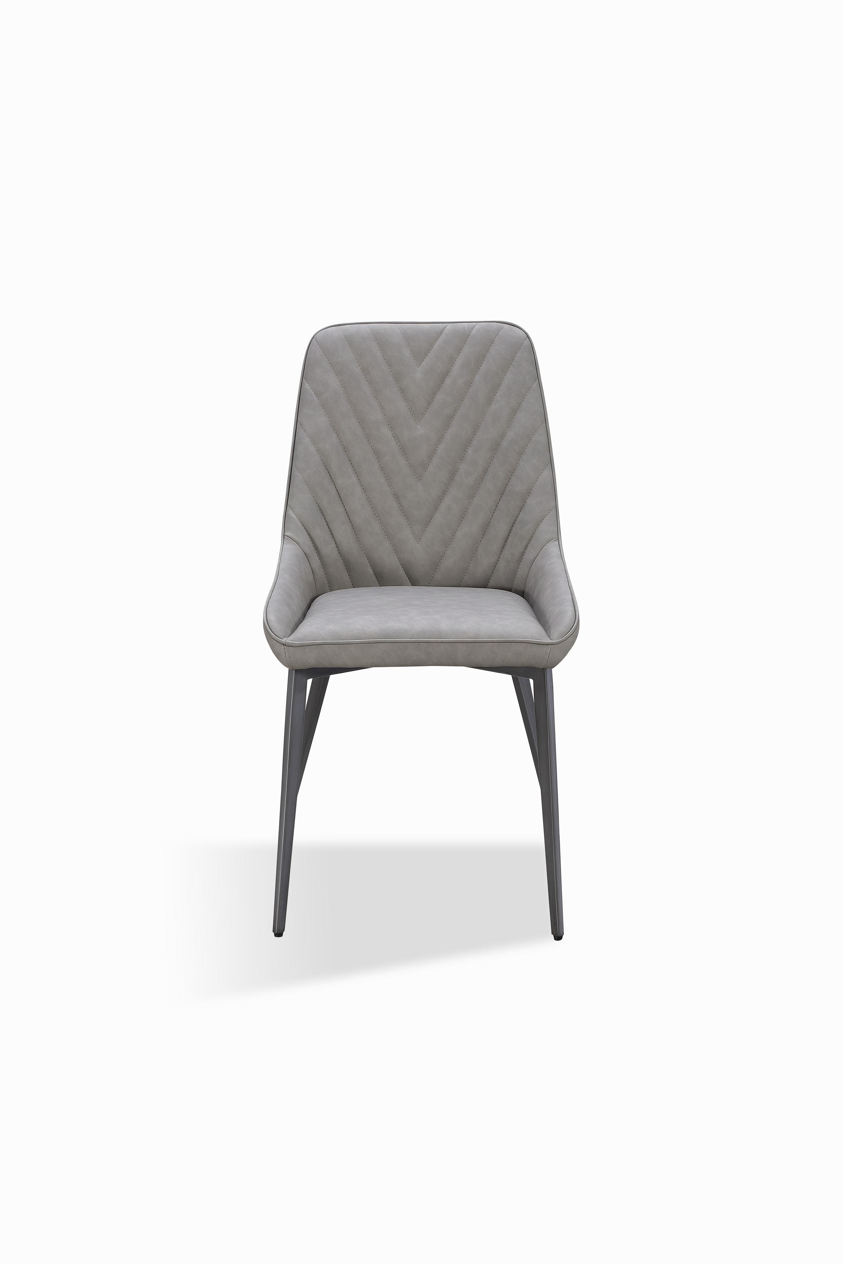 Lucia Metal Leg Upholstered Dining Chair in Anchor Gray Synthetic Leather and Gunmetal (Set of 2)
