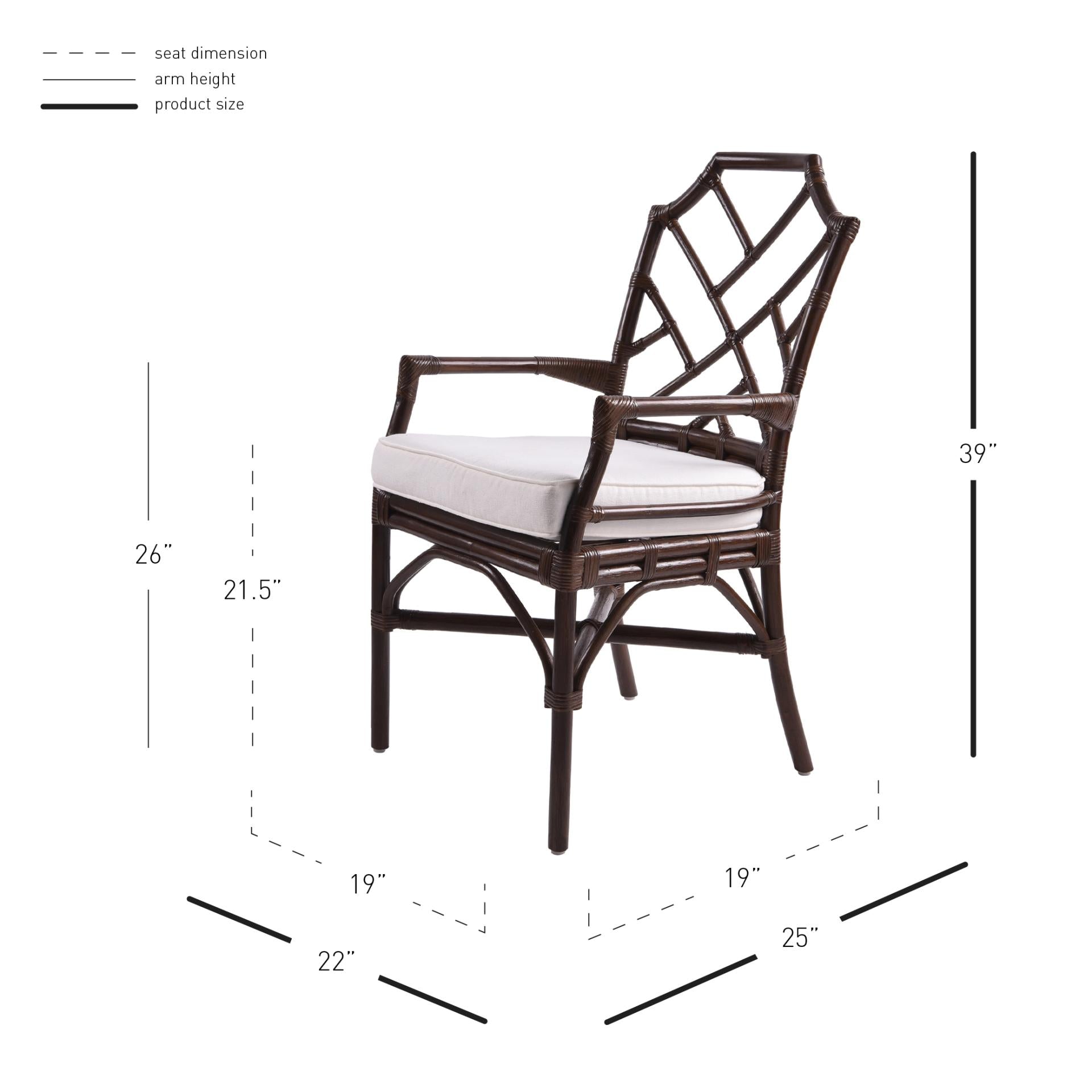 Kara Rattan Dining Side Arm Chair