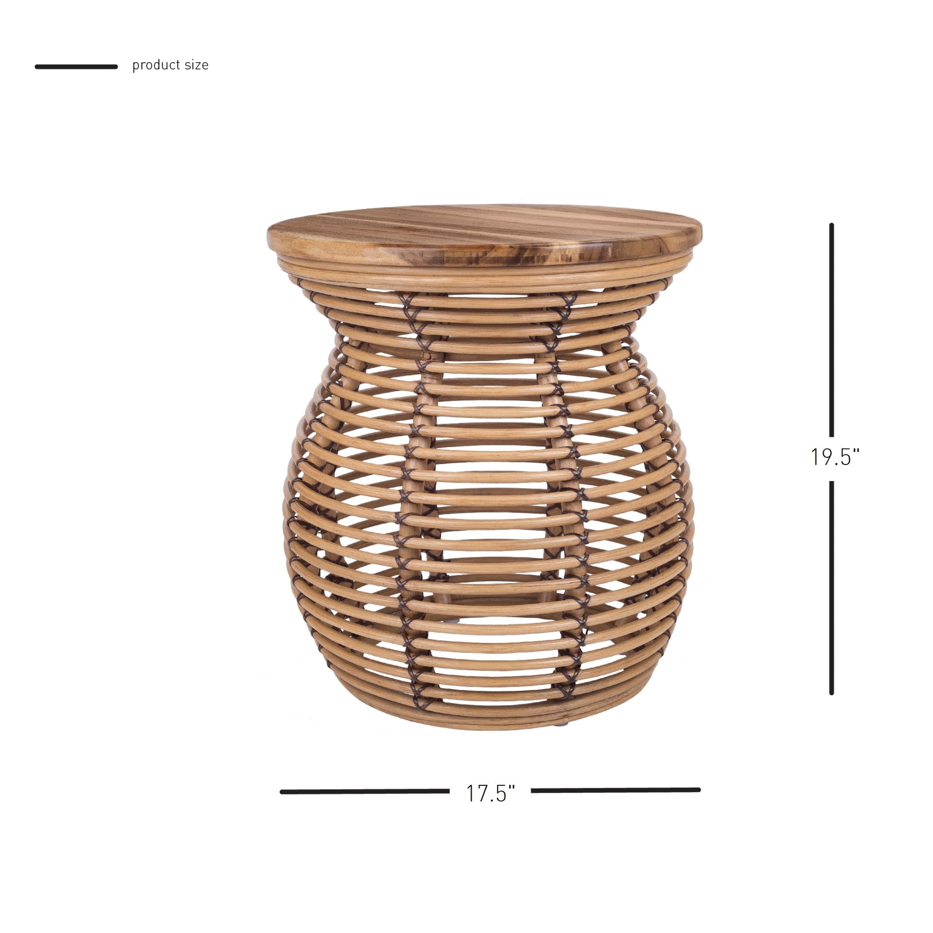 Quito Rattan Side/ End Table w/ Wood Top
