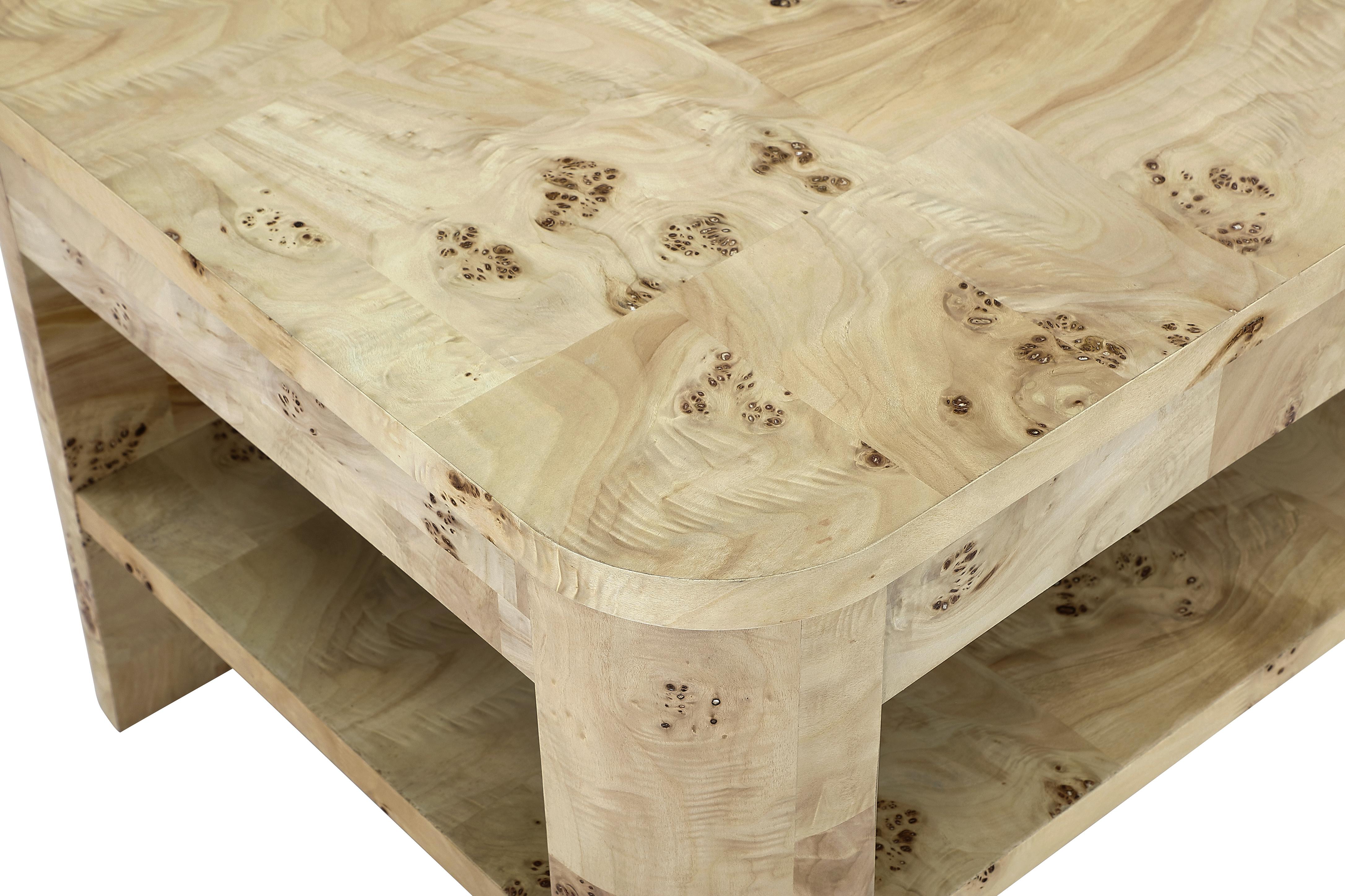 Cosmo Mappa Burl Coffee Table in Amber Kiss