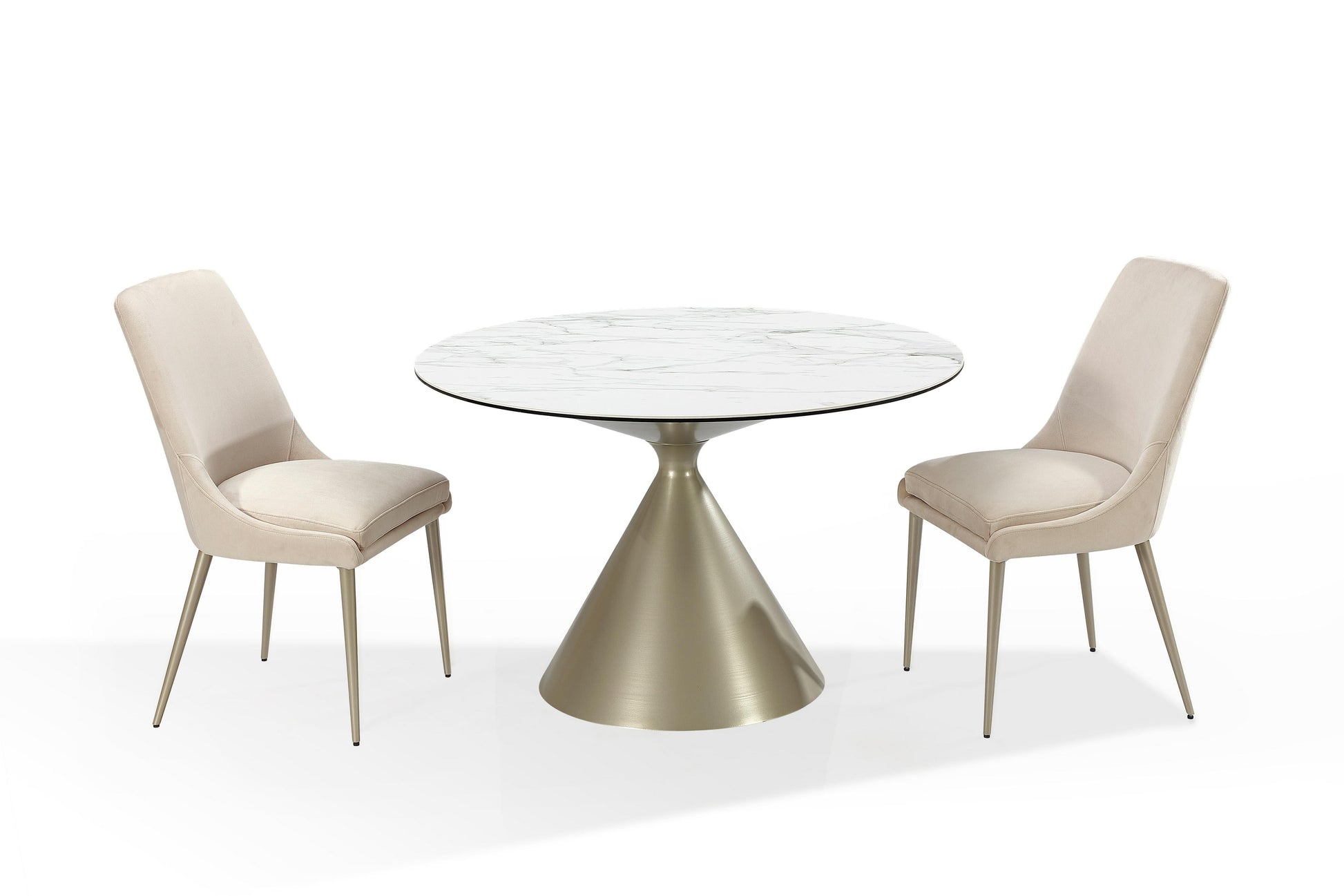 Winston Upholstered Metal Leg Dining Chair in Cream and Champagne (Set of 2) - What A Room