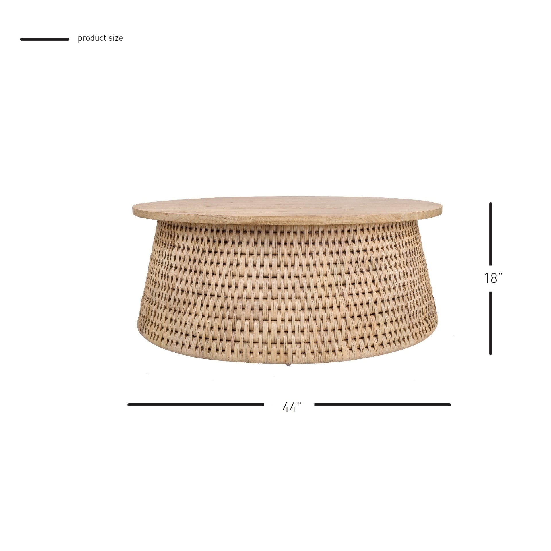 Kamari Rattan Coffee Table w/ Wood Top