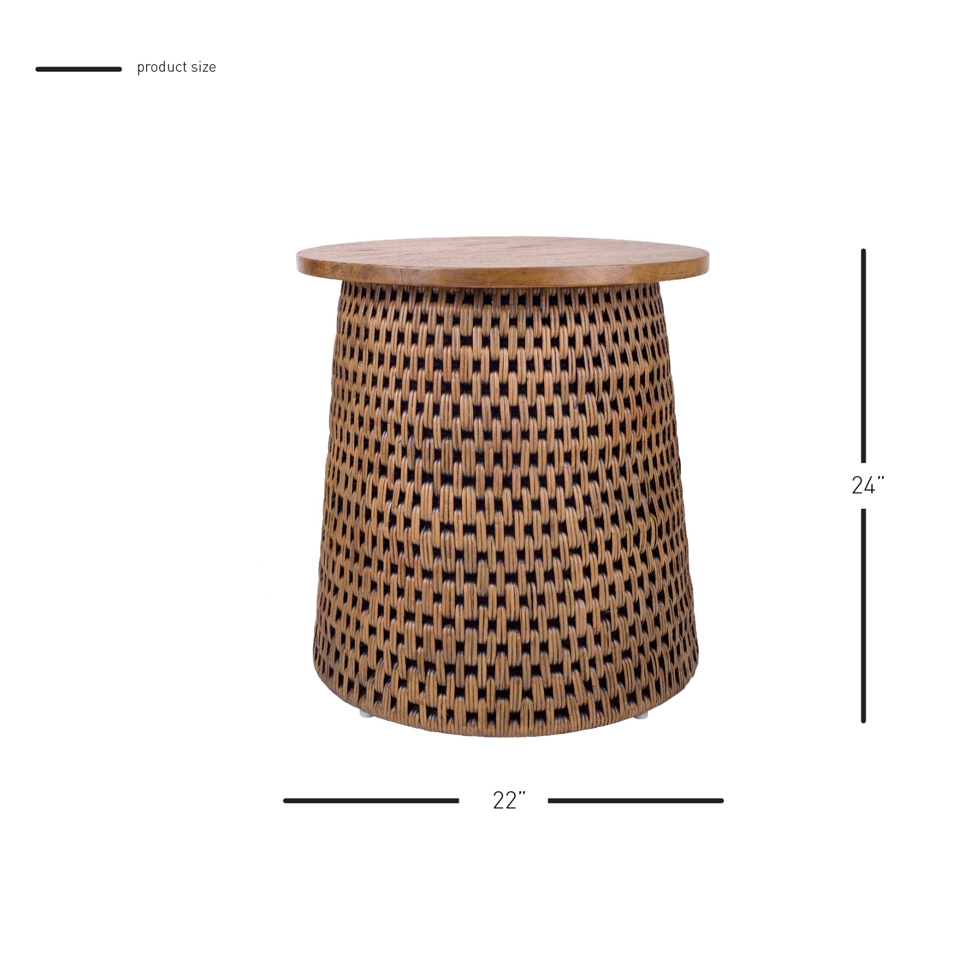 Kamari Rattan Side/End Table w/ Wood Top