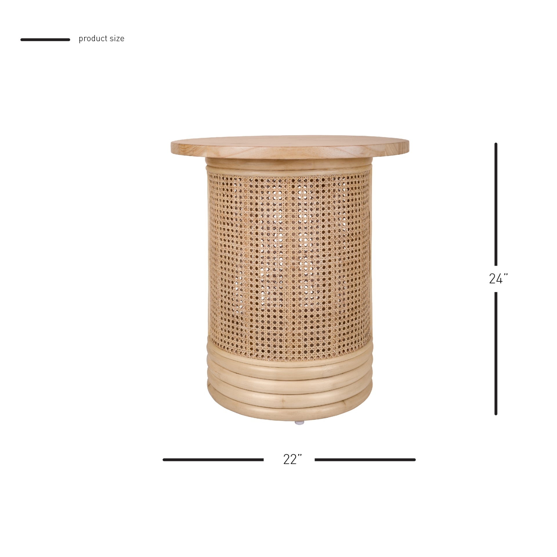 Brisa Rattan Side/End Table w/ Wood Top