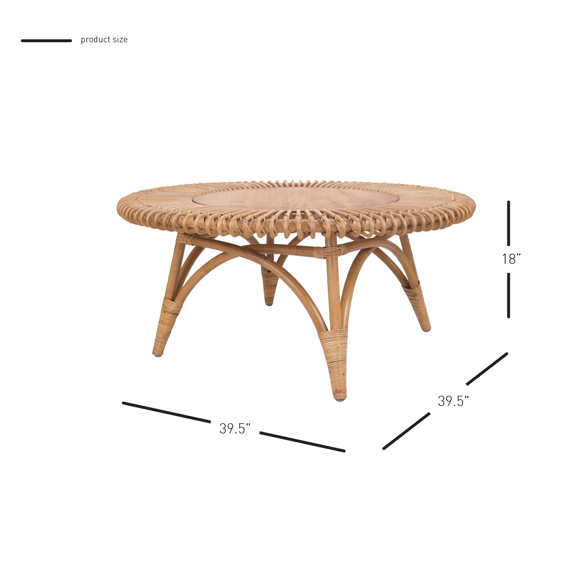 Alani Rattan Round Coffee Table w/ Wood Top