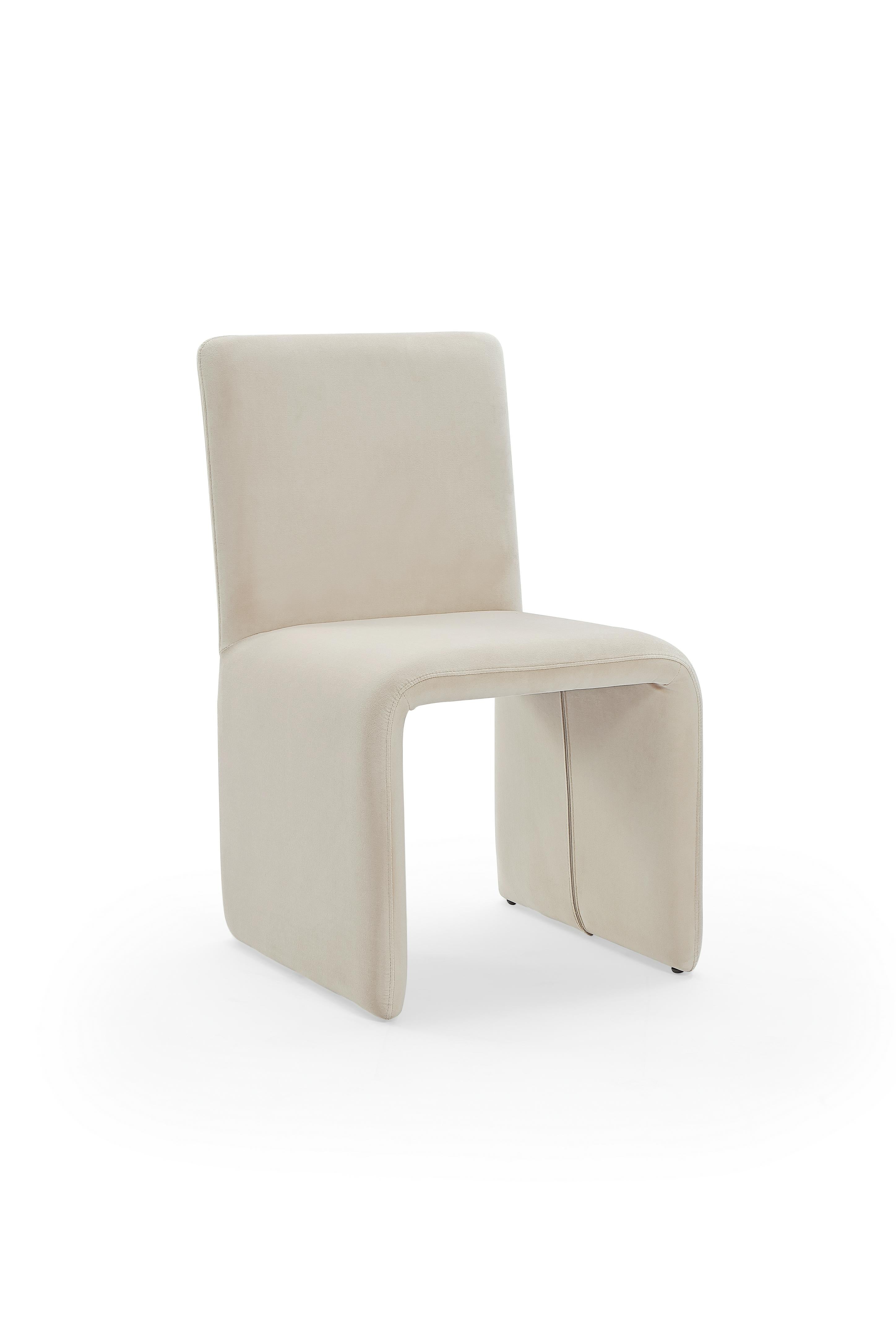Winston Fully Upholstered Side chair in Sand Velvet (Set of 2)