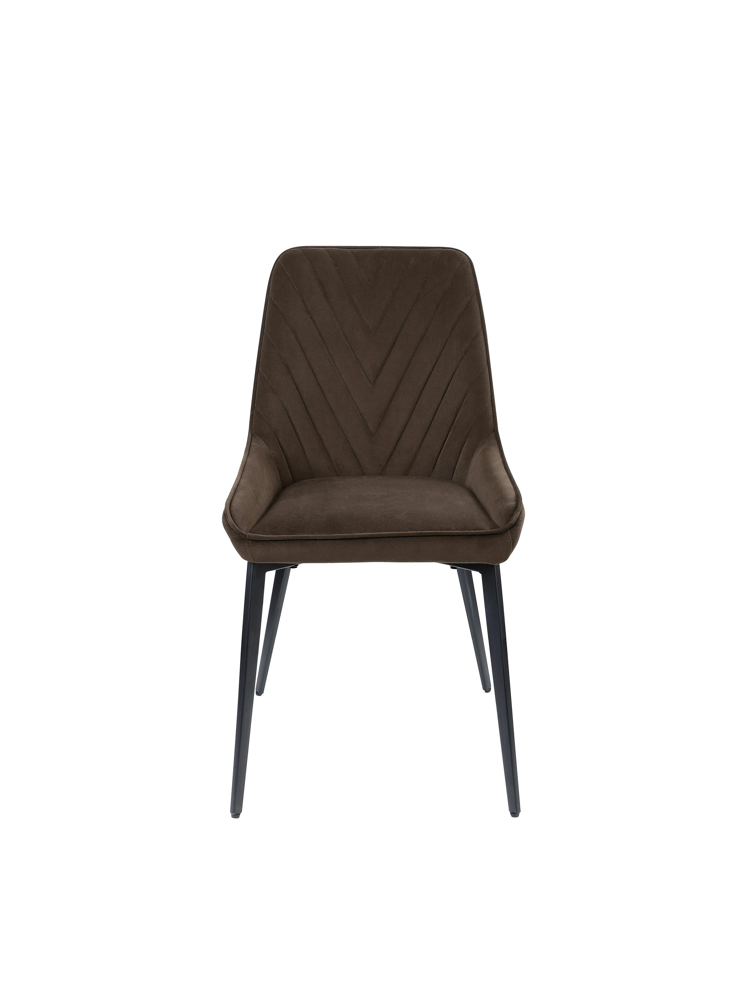 Lucia Metal Leg Upholstered Dining Chair in Penny  Velvet and Gunmetal (Set of 2)
