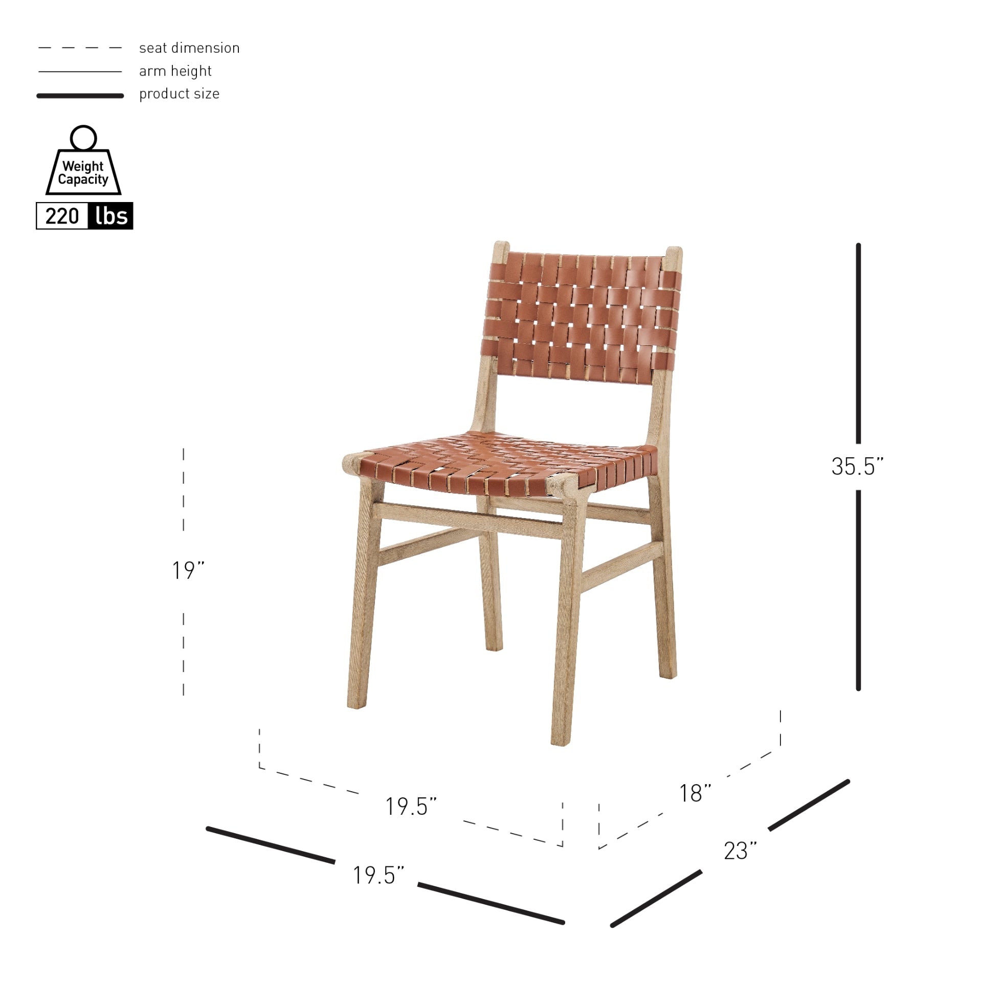 Marco Faux Leather Dining Side Chair Drift Wood Frame (Set of 2)