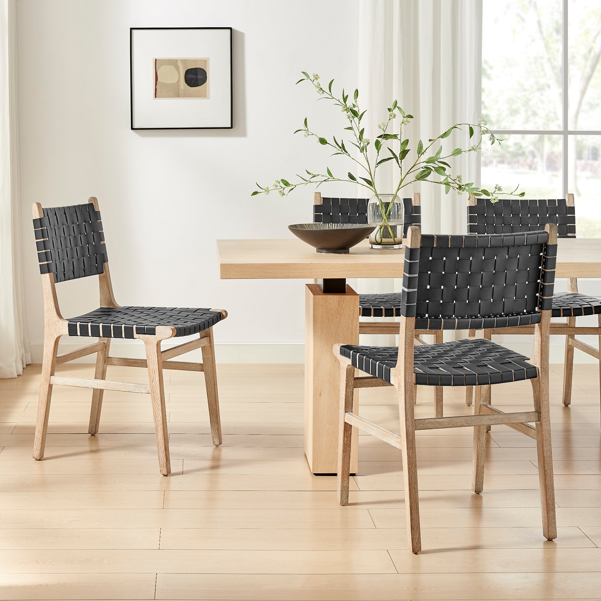 Marco Faux Leather Dining Side Chair Drift Wood Frame (Set of 2)