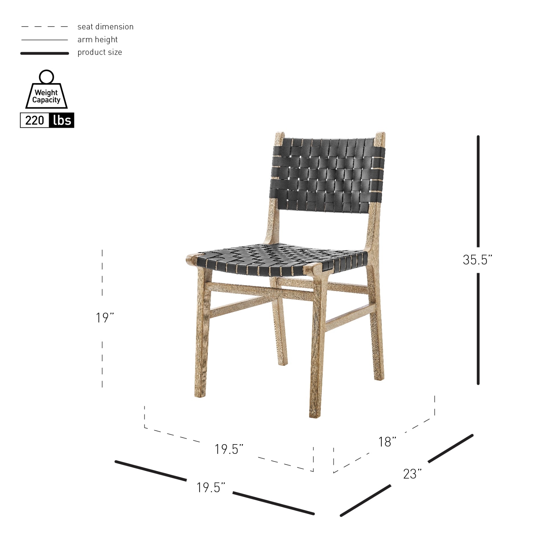 Marco Faux Leather Dining Side Chair Drift Wood Frame (Set of 2)