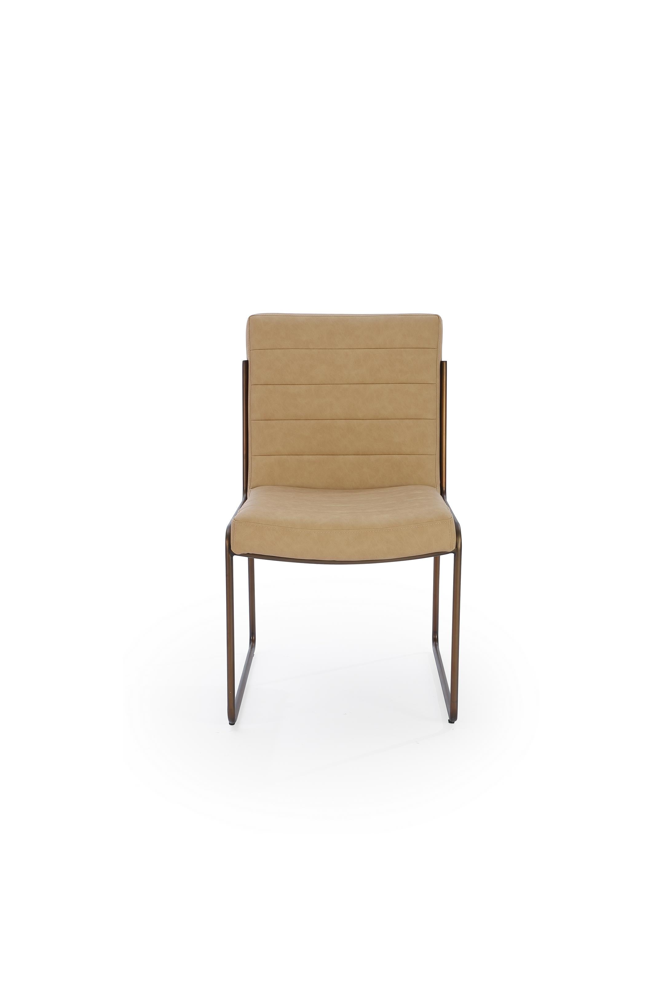 Madison Metal Frame Dining Chair in Honey Synthetic Leather (Set of 2)