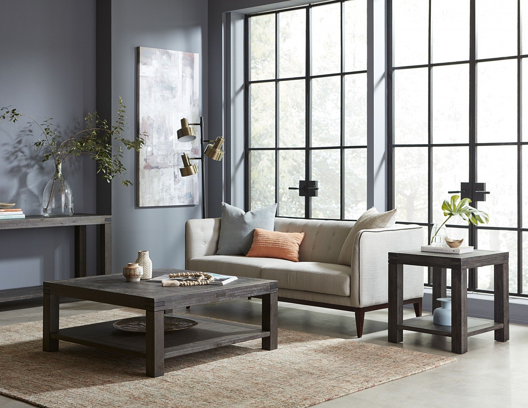 Meadow 42" Farmhouse Square Coffee Table in Rustic Acacia Solid Wood