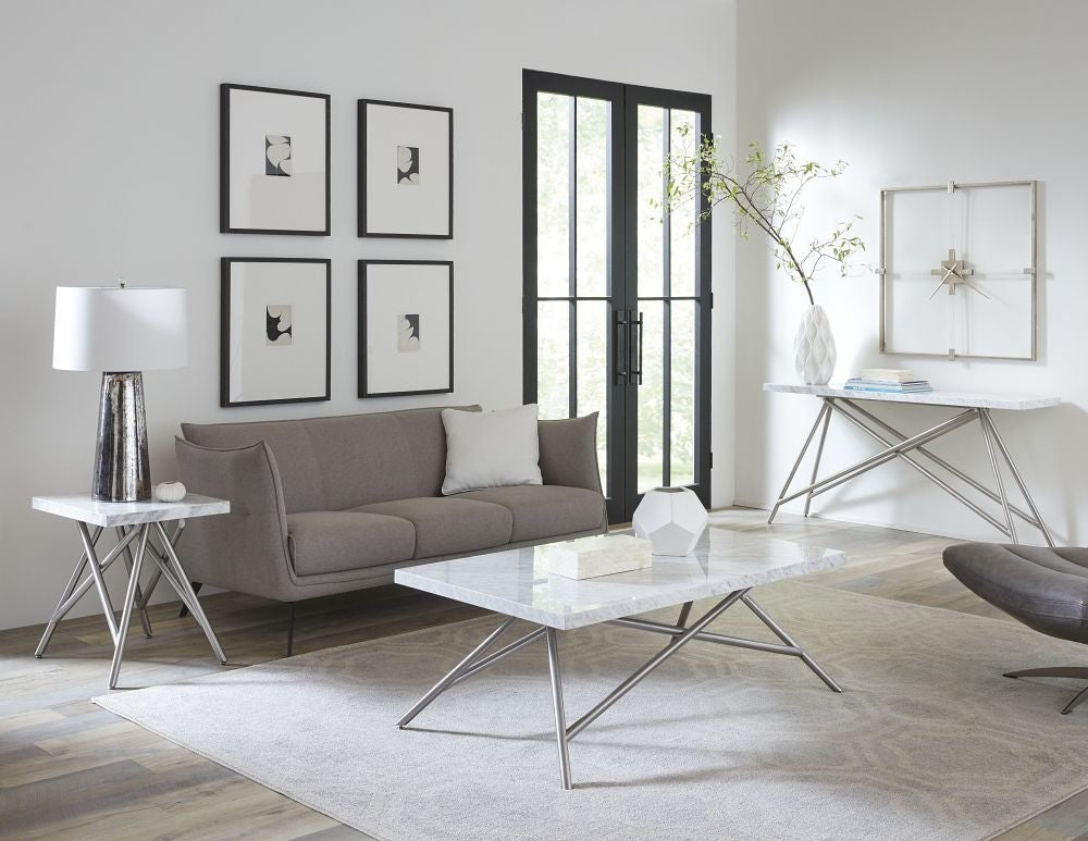Coral 50" Modern Rectangular Coffee Table w/ Marble Top