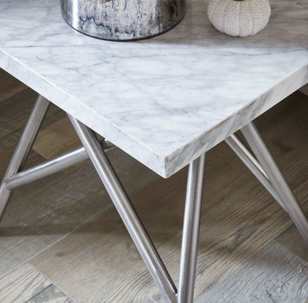 Coral 50" Modern Rectangular Coffee Table w/ Marble Top