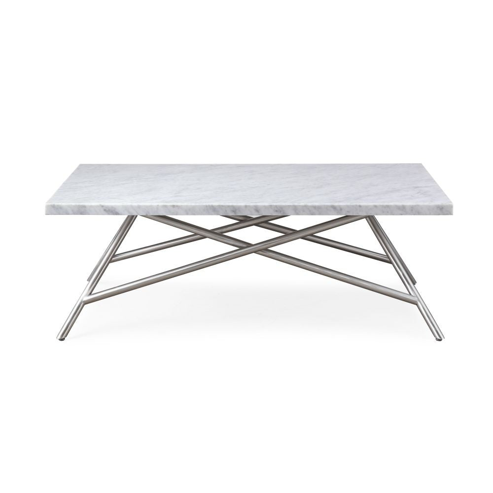 Coral 50" Modern Rectangular Coffee Table w/ Marble Top