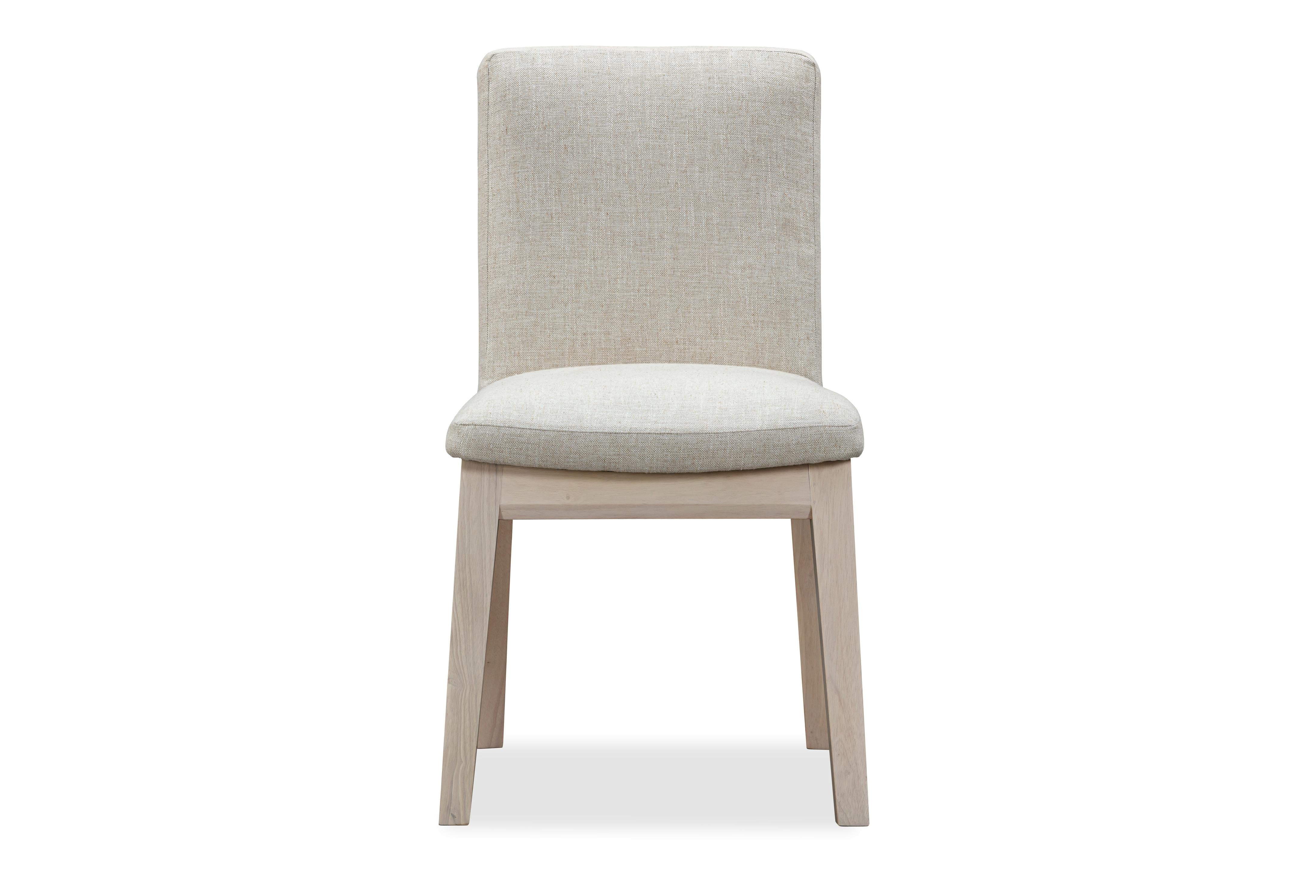 Liv Solid Wood Dining Chair in White Sand and Natural Linen (Set of 2)