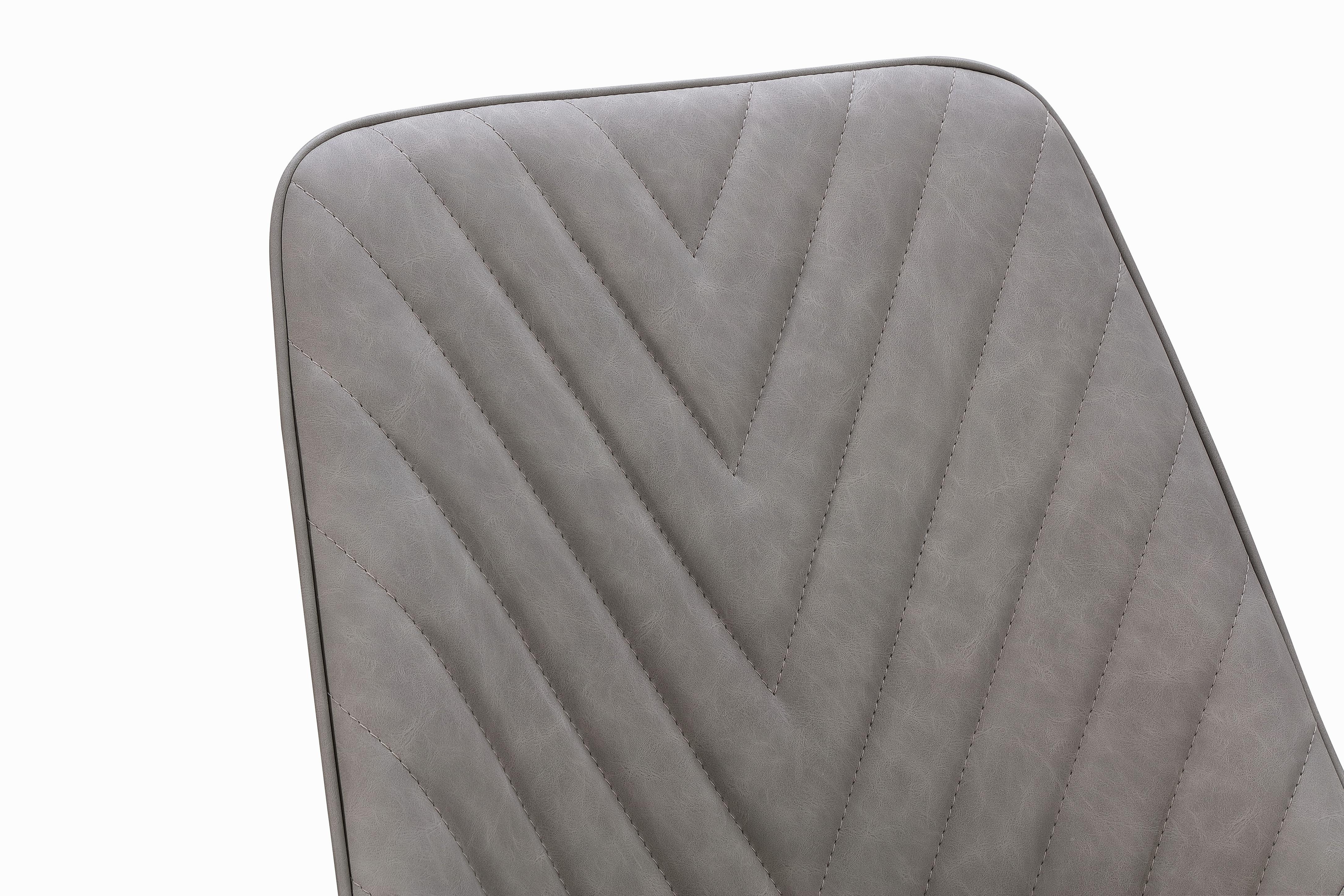 Lucia Metal Leg Upholstered Dining Chair in Anchor Gray Synthetic Leather and Gunmetal (Set of 2)