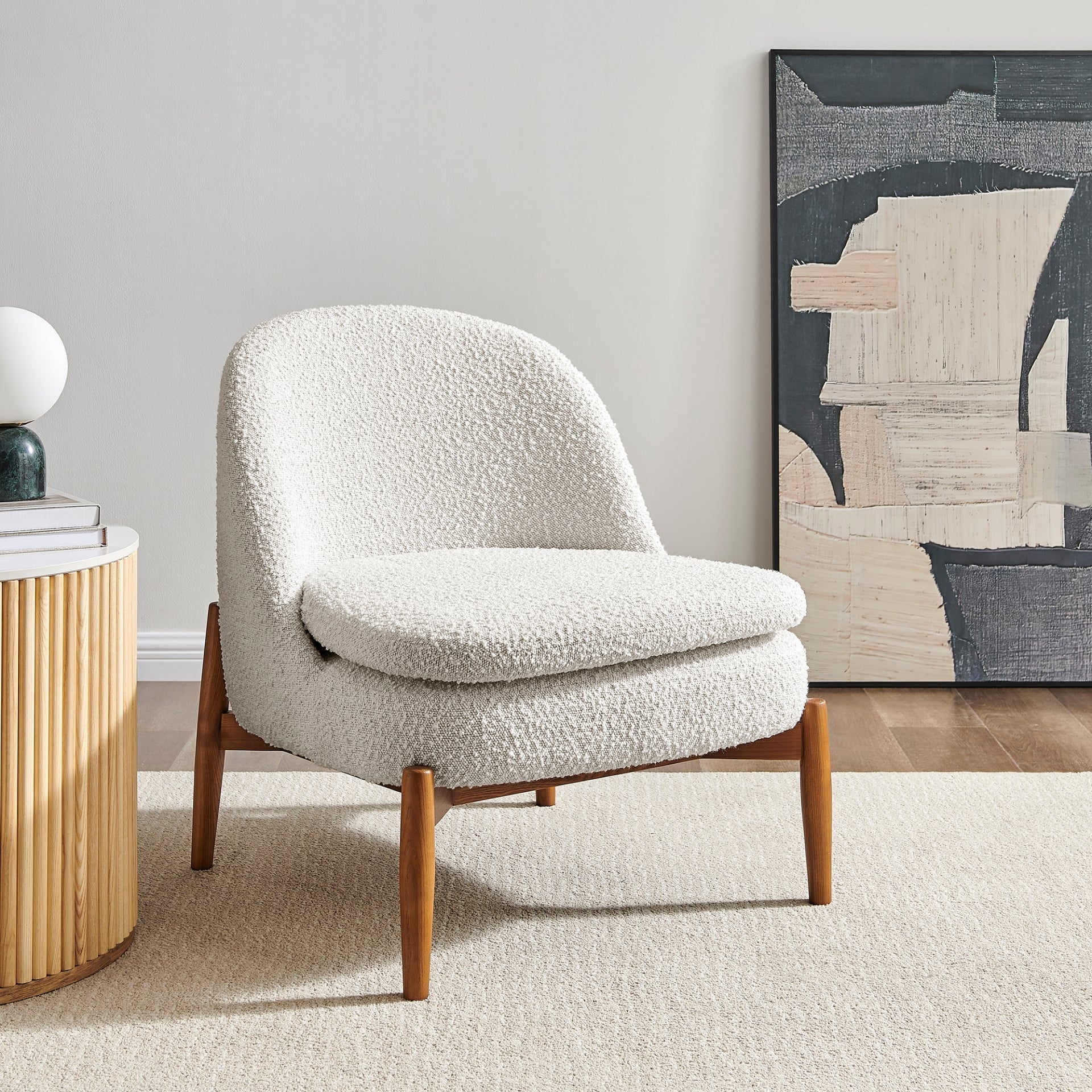 Adriana  Fabric Accent Chair Walnut Legs