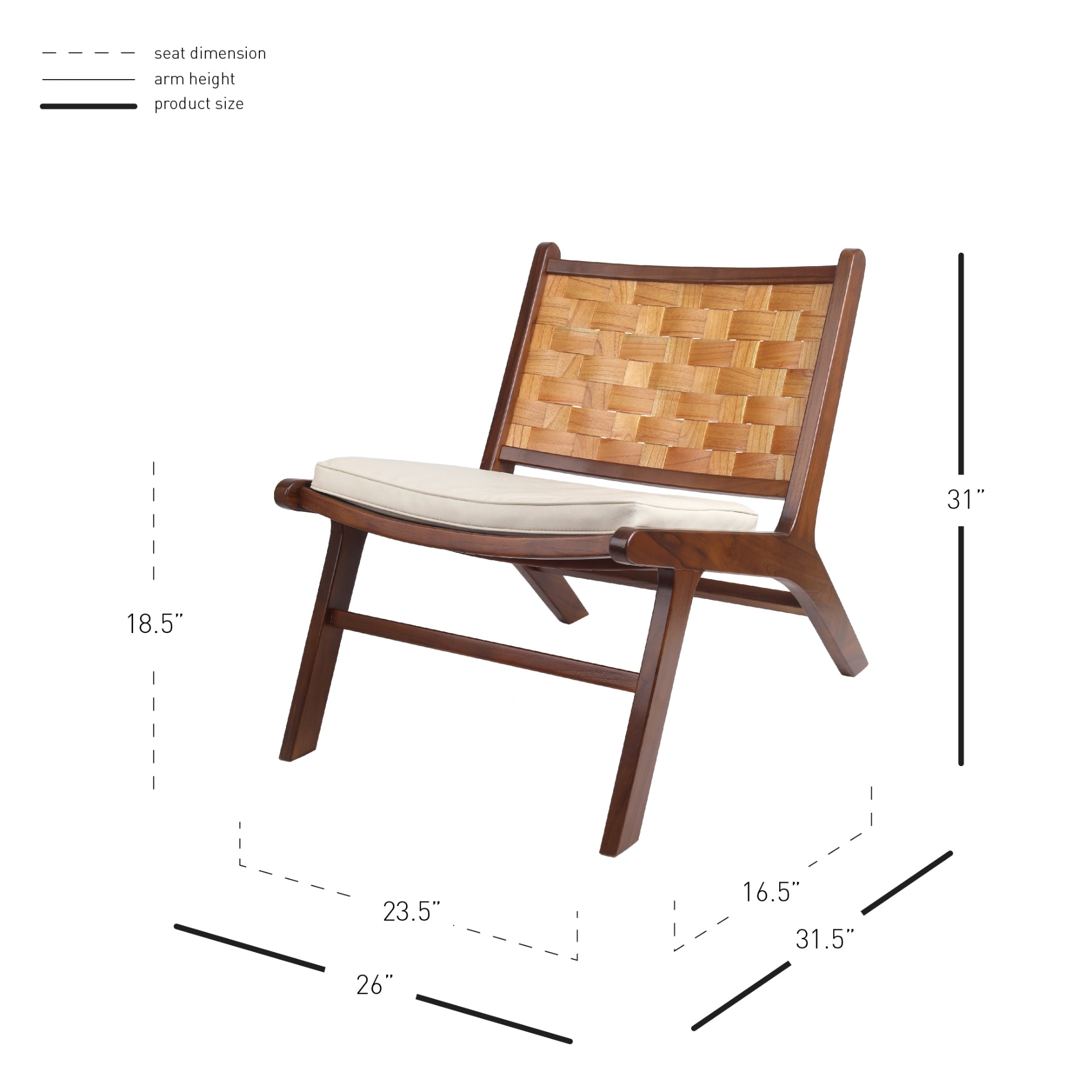 Loria Teak Accent Chair w/  Cushion