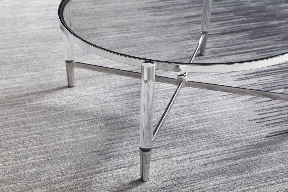 Mariyln Glass Top and Steel Base Round Coffee Table
