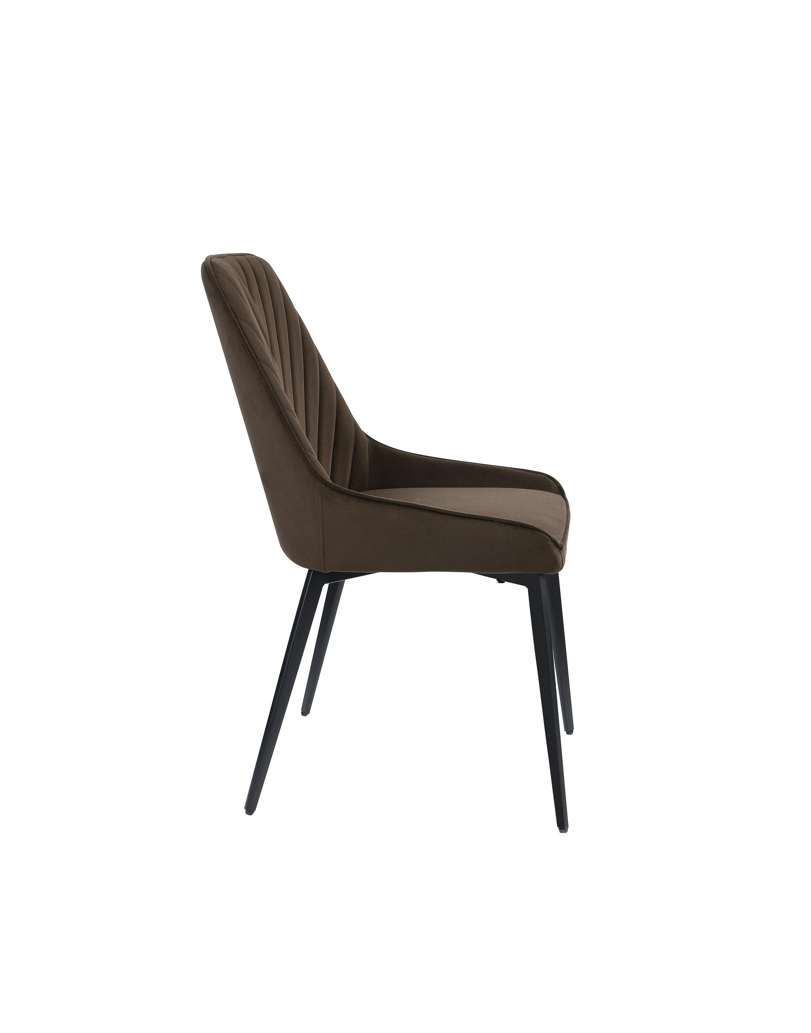 Lucia Metal Leg Upholstered Dining Chair in Penny  Velvet and Gunmetal (Set of 2)