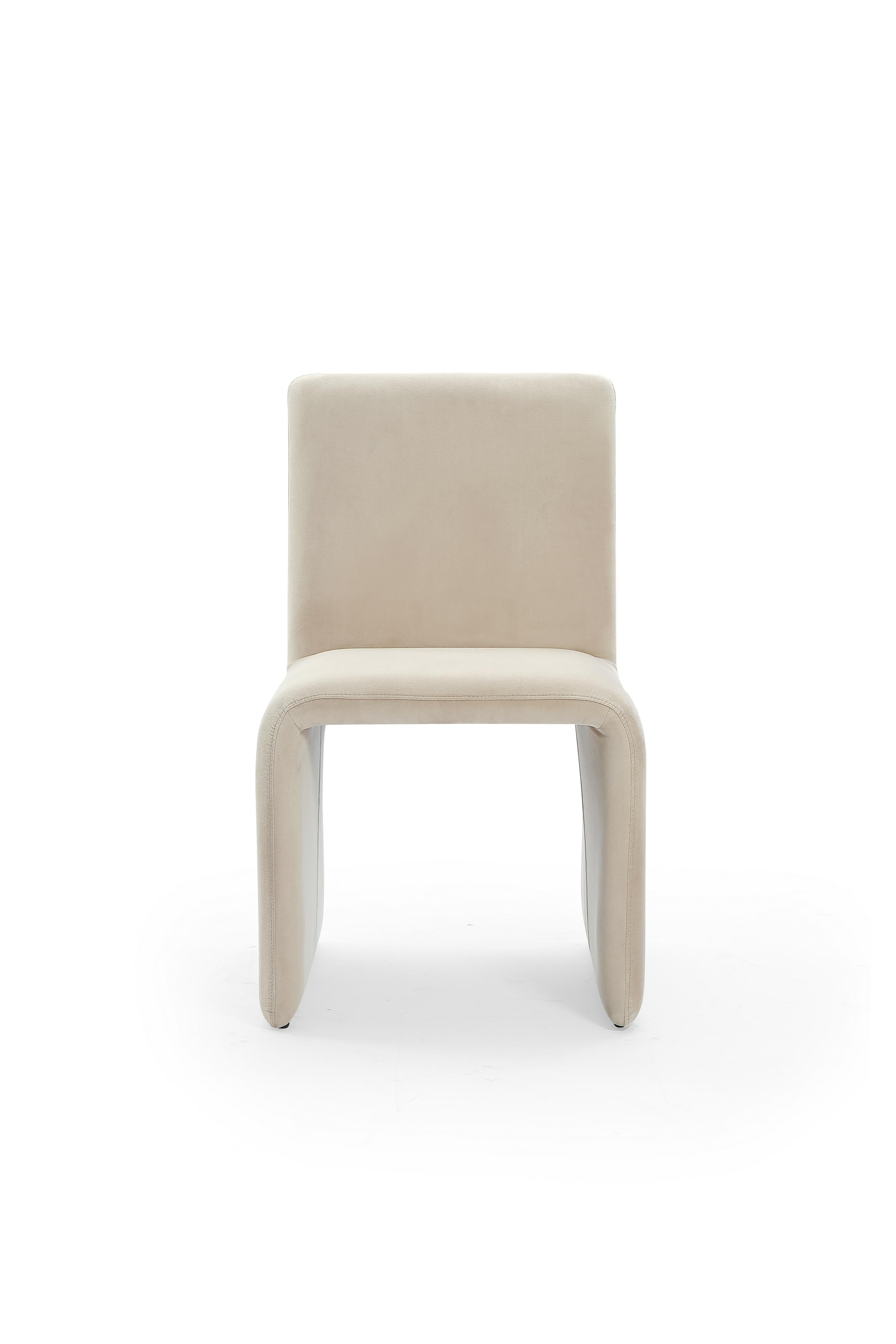 Winston Fully Upholstered Side chair in Sand Velvet (Set of 2)