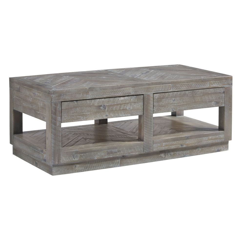 Herringbone Solid Wood Two Drawer Coffee Table
