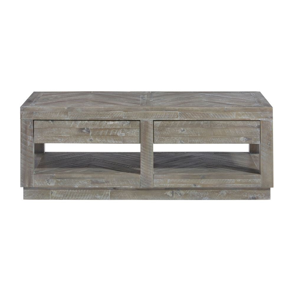 Herringbone Solid Wood Two Drawer Coffee Table - What A Room