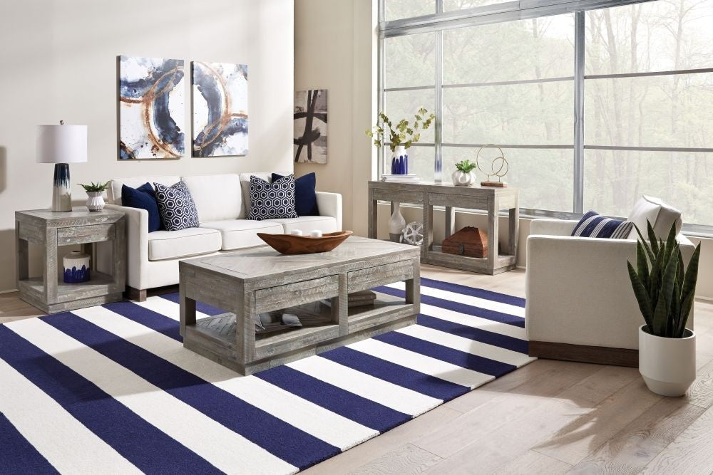 Herringbone Solid Wood Two Drawer Coffee Table