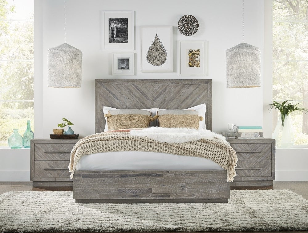 Alexandra Solid Wood Platform Bed in Rustic Latte