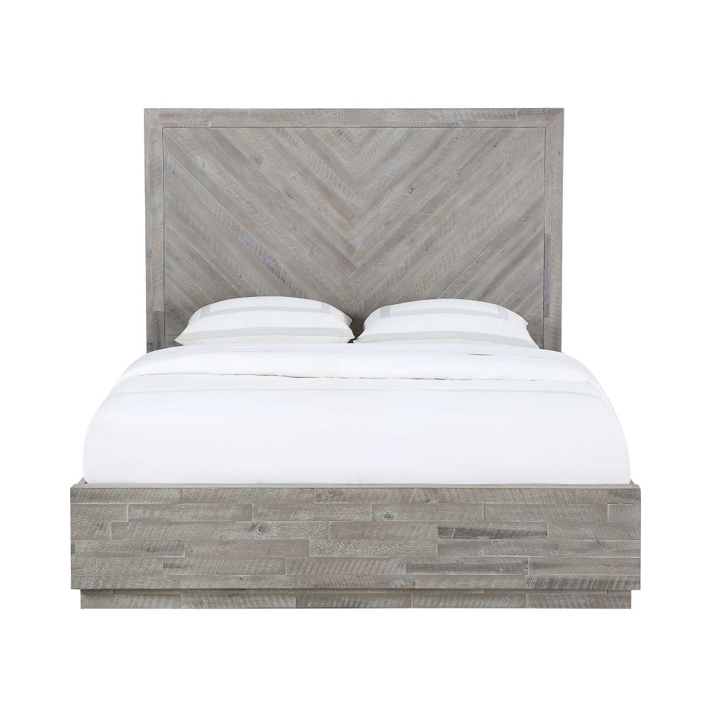 Alexandra Solid Wood Platform Bed in Rustic Latte