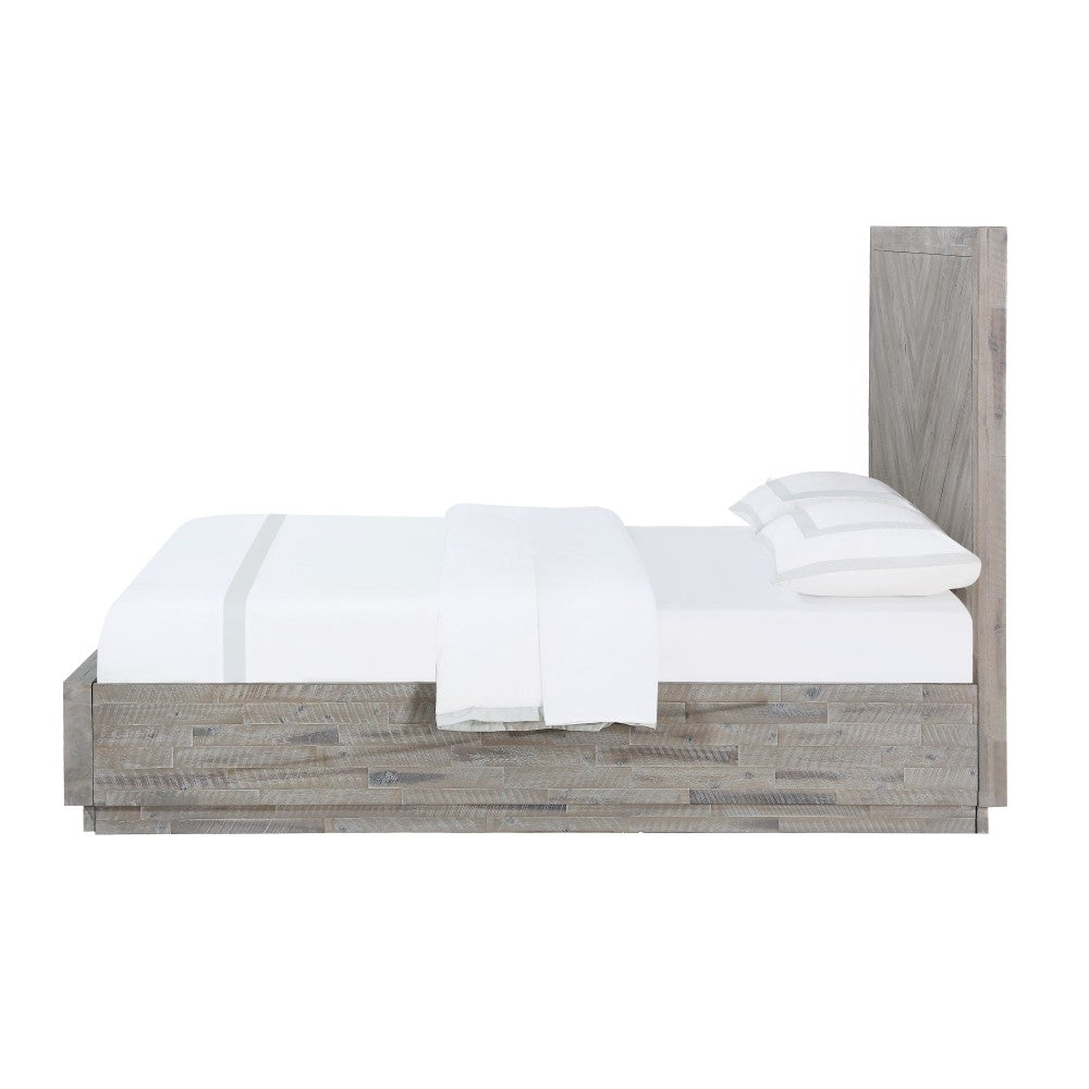 Alexandra Solid Wood Platform Bed in Rustic Latte