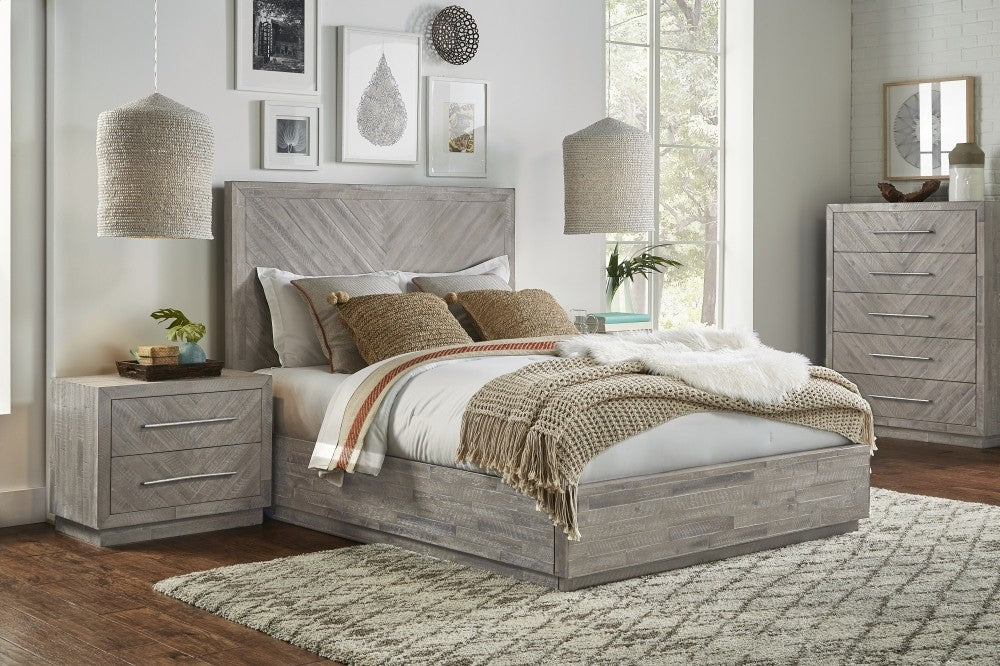 Alexandra Solid Wood Storage Bed in Rustic Latte