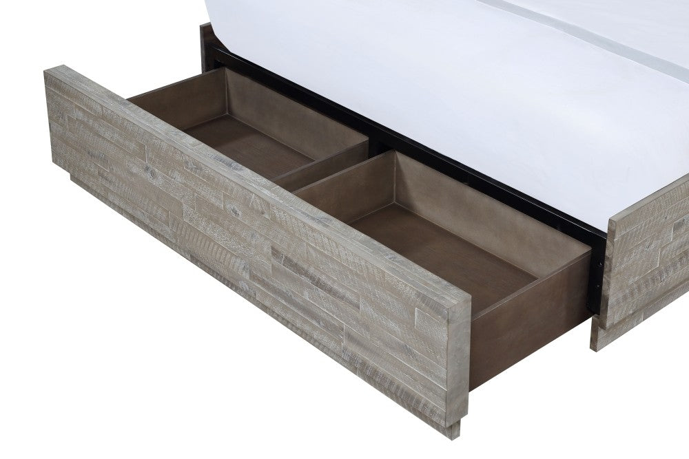 Alexandra Solid Wood Storage Bed in Rustic Latte