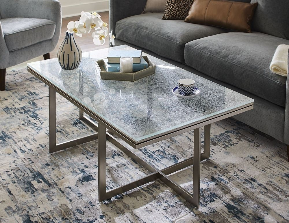 Eliza 48" Modern Coffee Table w/ Glass Top