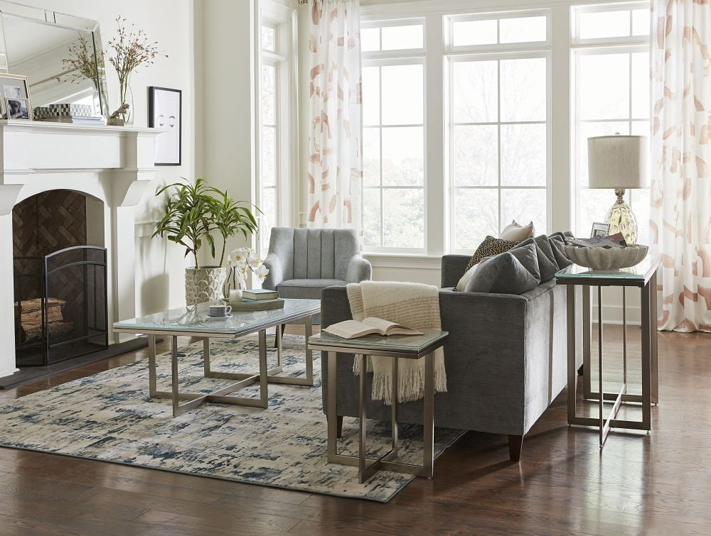 Eliza 48" Modern Coffee Table w/ Glass Top