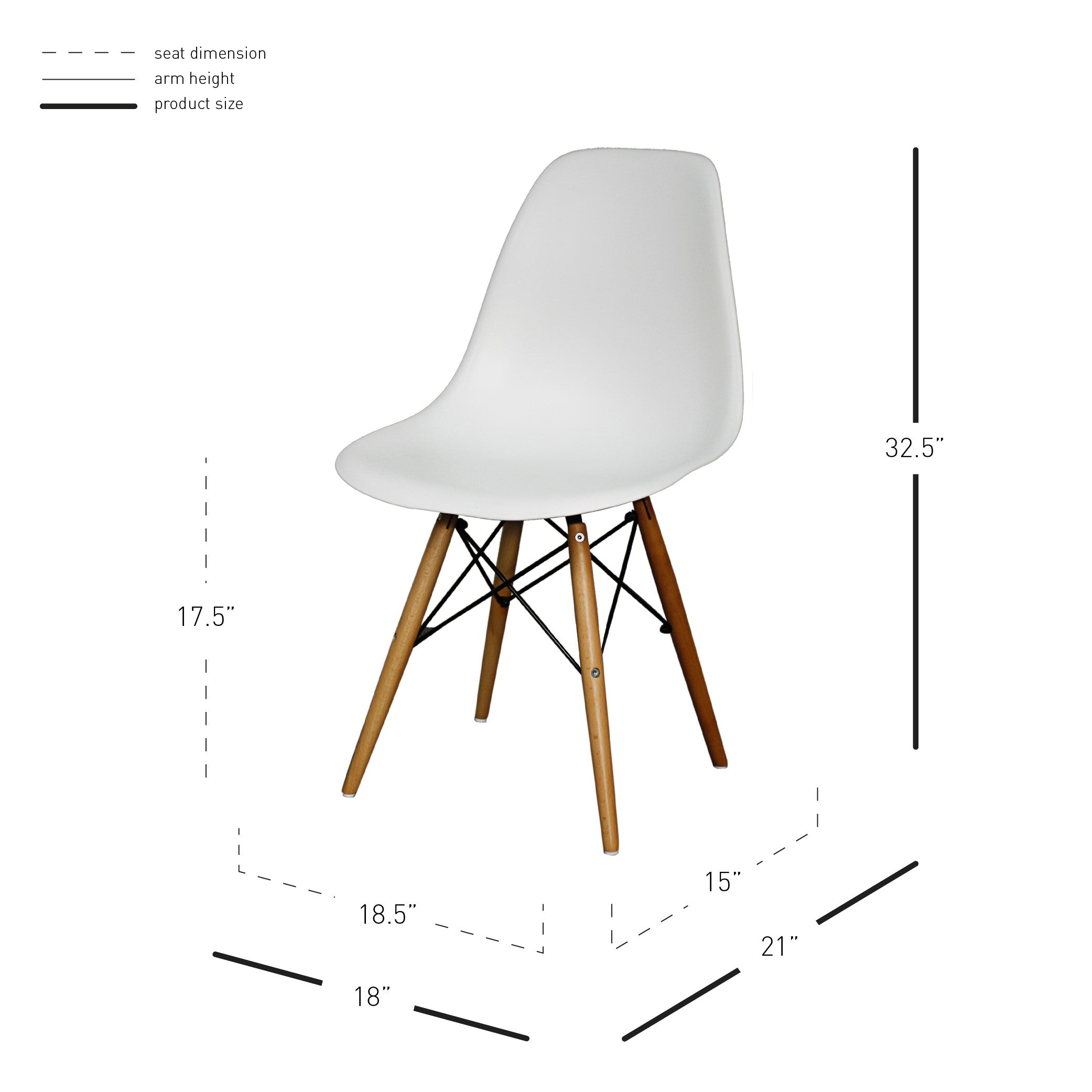 Allen Molded PP Dining Side Chair Maple Dowel Legs (Set of 4)