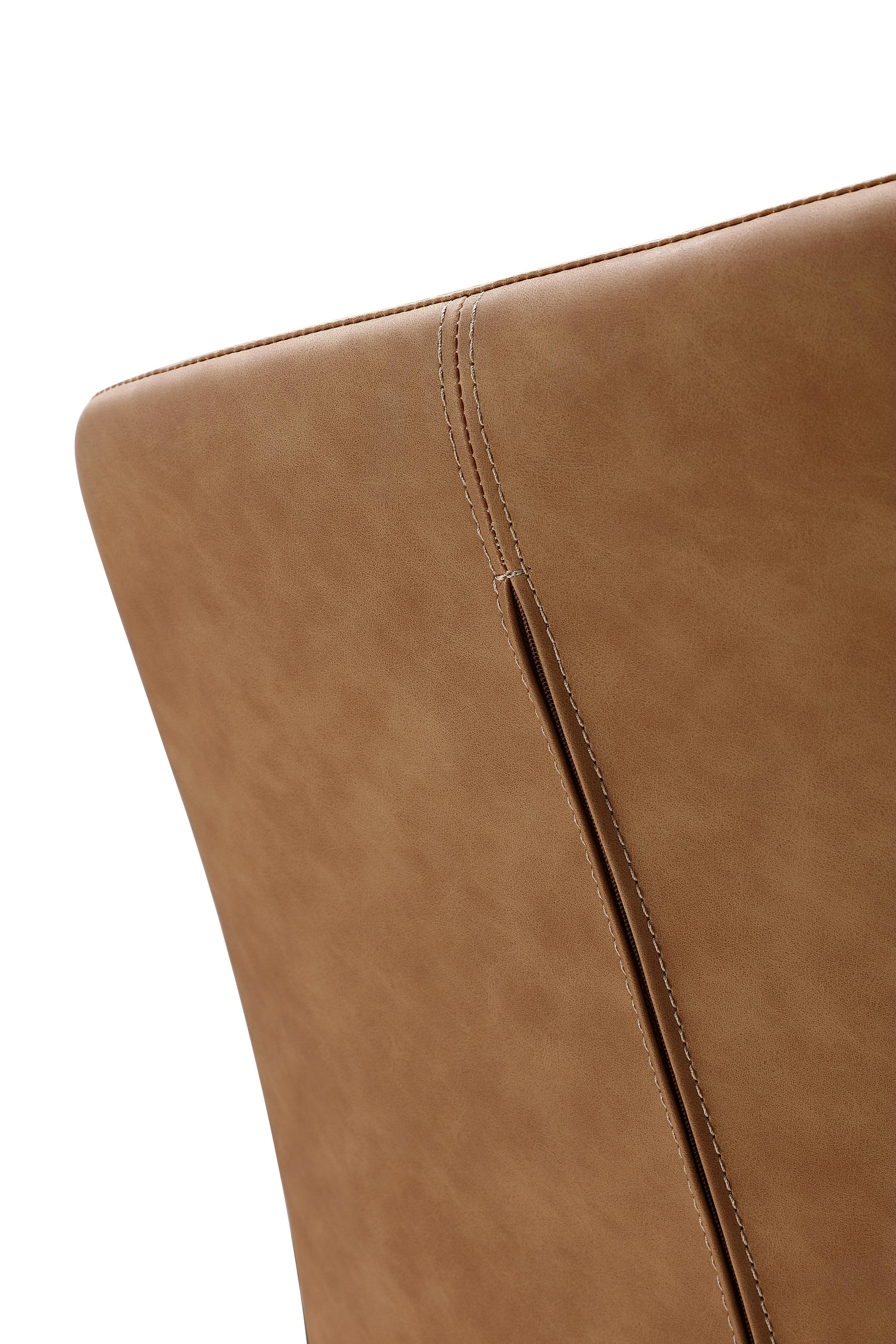 Nicoya Upholstered Dining Chair in Buckskin Synthetic Leather and Black (Set of 2)