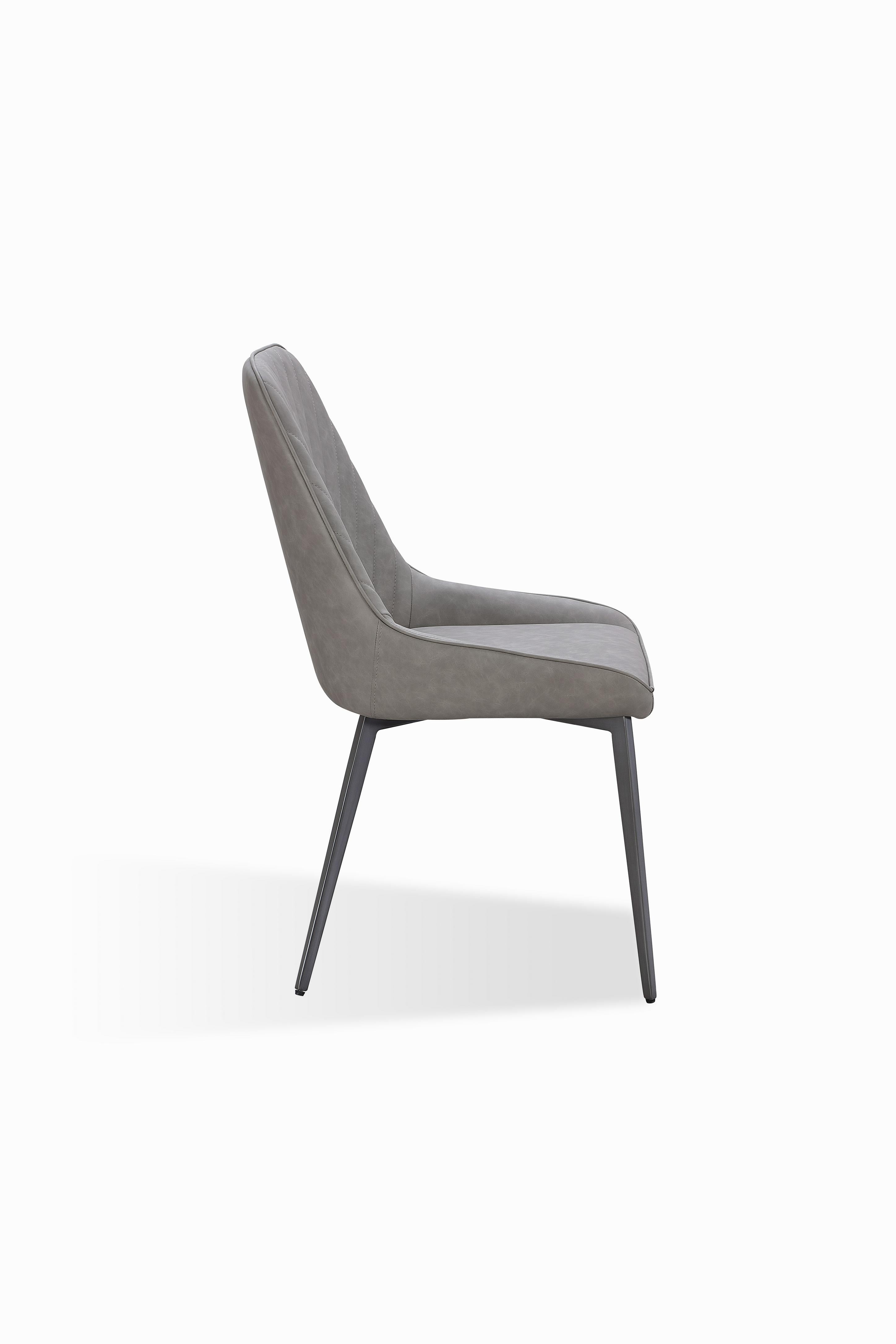Lucia Metal Leg Upholstered Dining Chair in Anchor Gray Synthetic Leather and Gunmetal (Set of 2)