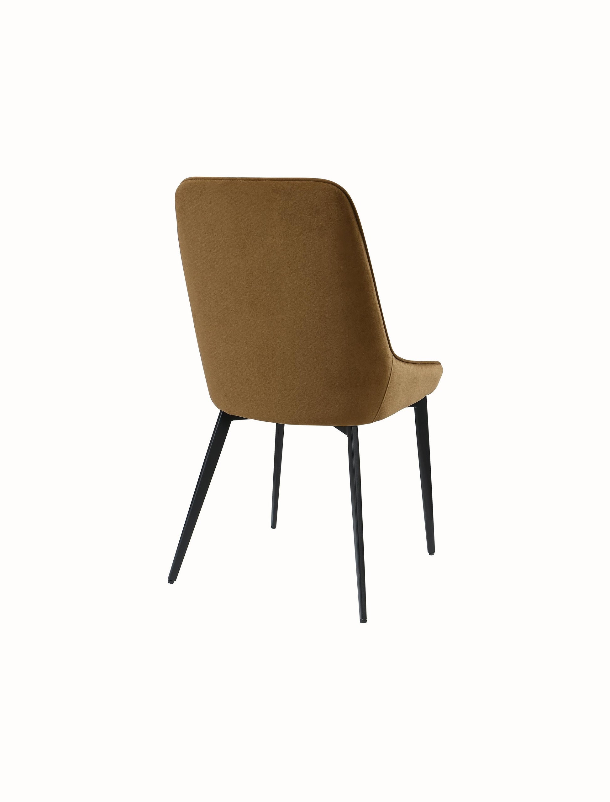 Lucia Upholstered Dining Chair in Cognac Velvet and Black Metal (Set of 2) - What A Room