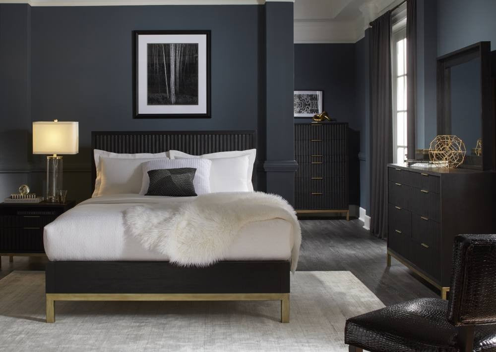 Kentfield Solid Wood Platform Bed in Black Drifted Oak