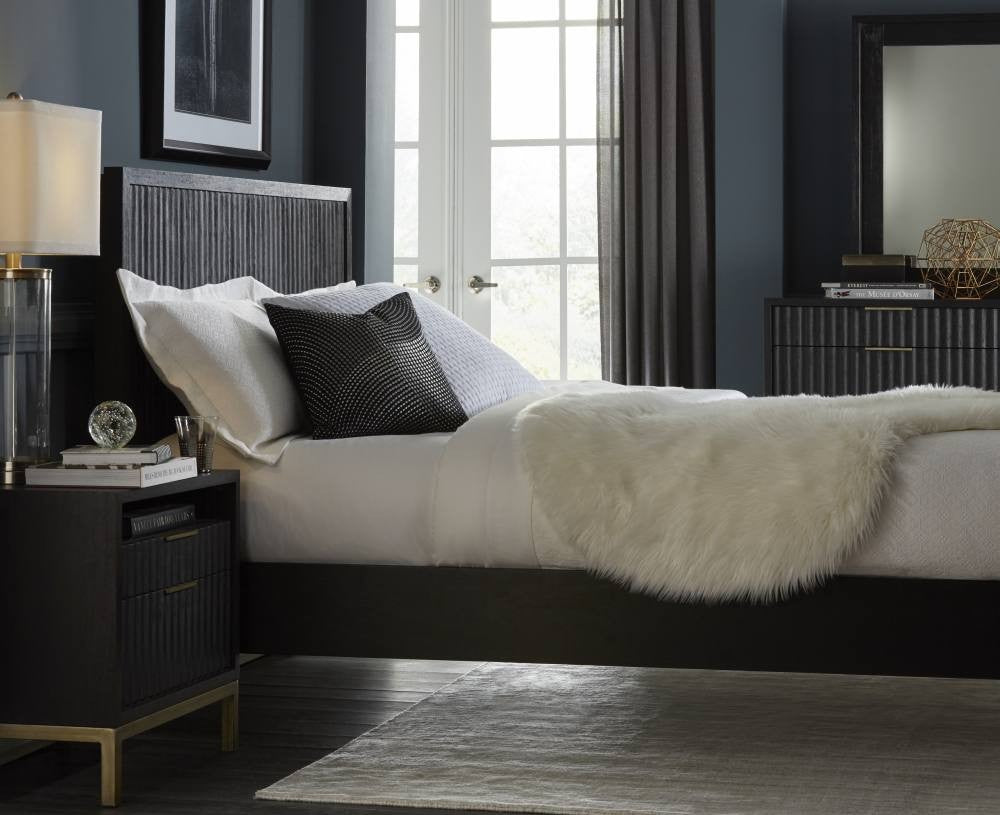Kentfield Solid Wood Platform Bed in Black Drifted Oak