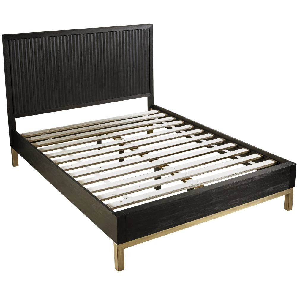Kentfield Solid Wood Platform Bed in Black Drifted Oak - What A Room