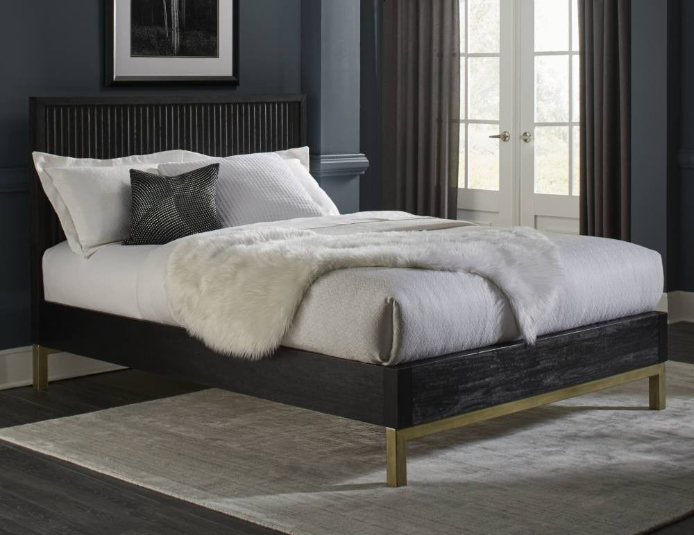 Kentfield Solid Wood Platform Bed in Black Drifted Oak
