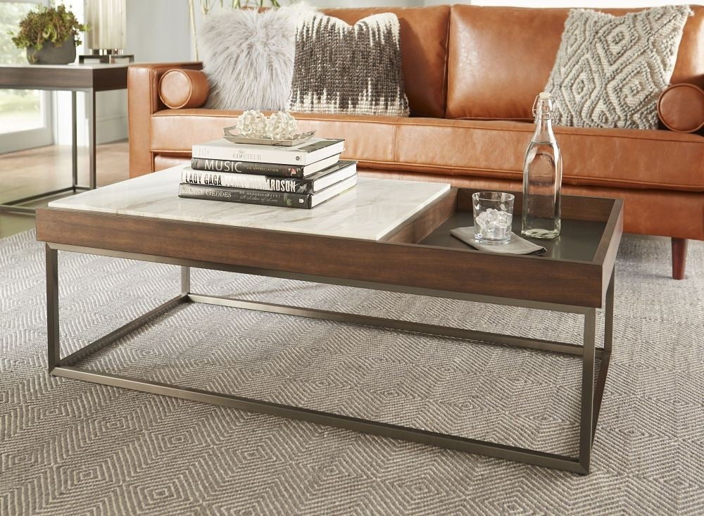 Ennis Mid-Century Coffee Table with Marble Top