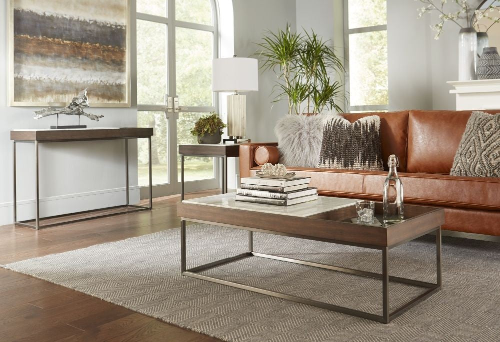 Ennis Mid-Century Coffee Table with Marble Top