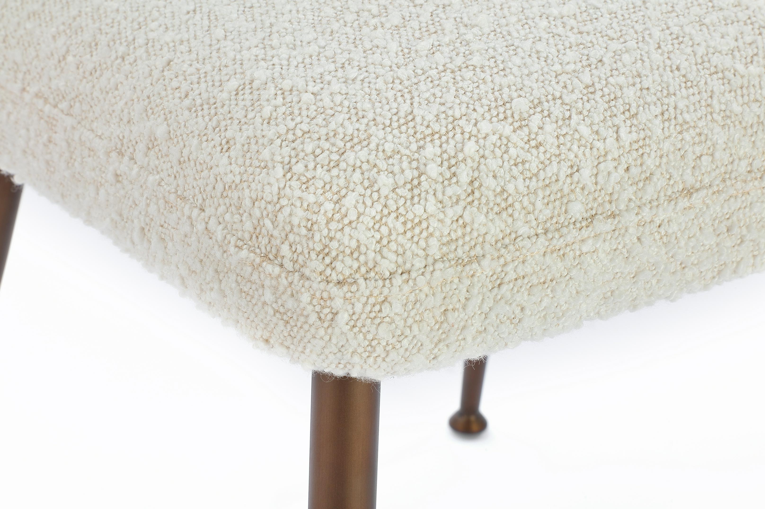 Avery Upholstered Dining Chair in Ricotta Boucle and Bronze Metal (Set of 2)