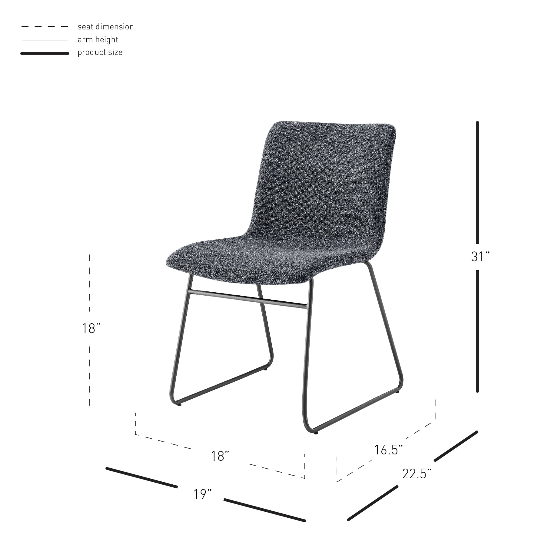 Bruce  Fabric Dining Side Chair (Set of 2)
